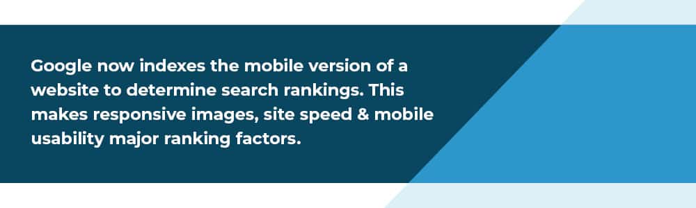 Responsive images, site speed and mobile usability are major Google ranking factors. Google mobile first ranking factors: responsive images, site speed and mobile UX.